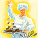 Cook, Kitchen, Cookies, Cake, Sweet, Yellow, Retro, Advertisement, White, Blue
