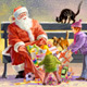 Santa Clause, Klaus, Christmas, Postcard, Post Card, Joke, Humor, Funny, Santa, Red, Gifts, Presents, Digital Illustration, Character, Person